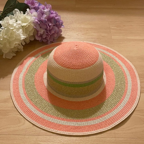 Accessories - Vintage colorful gold,pink,peach and green Sun Hat